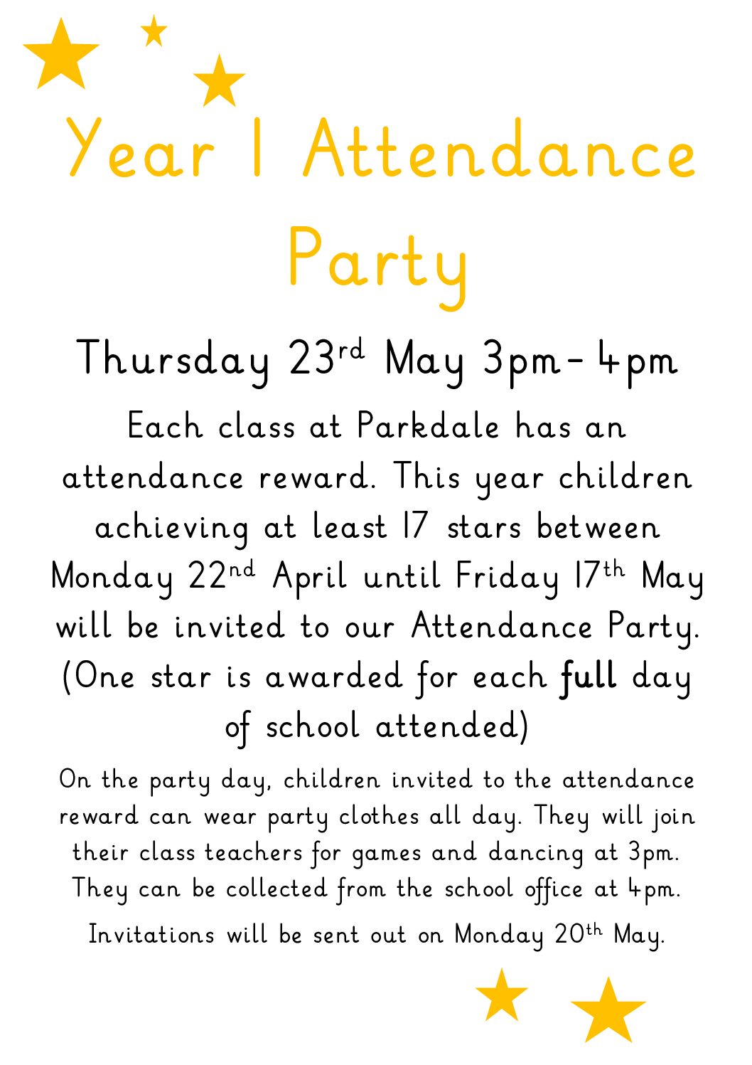 Year 1 Attendance Party